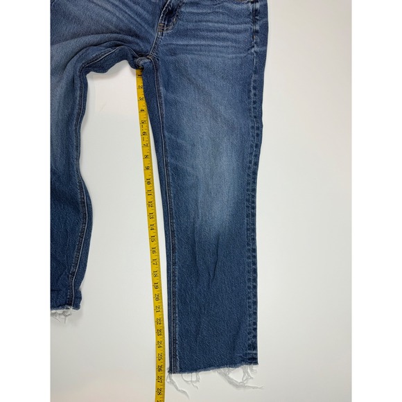 American Eagle Strigid High Rise Straight Crop Jeans Frayed Hem Womens - Picture 6 of 8